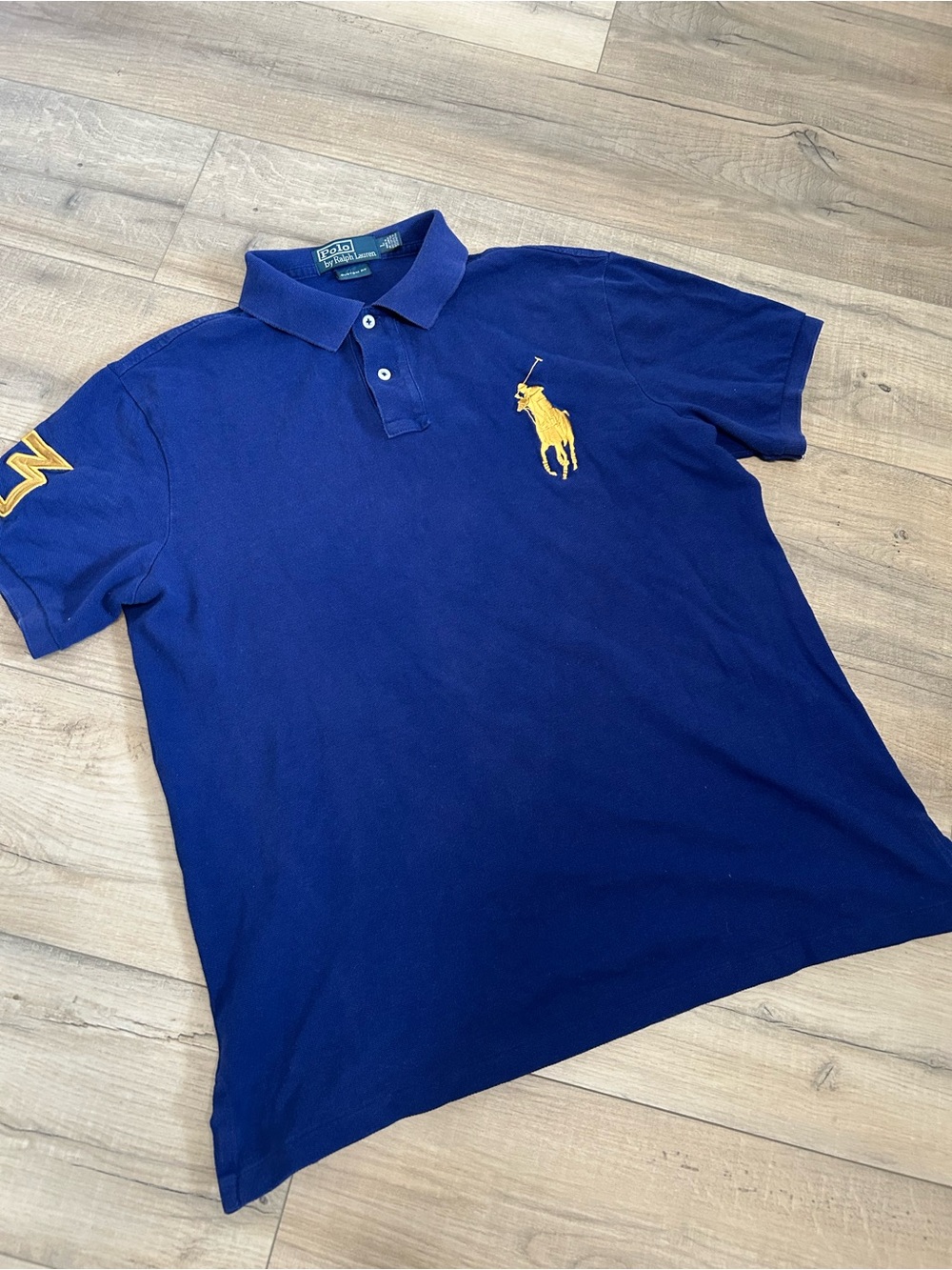 Ralph Lauren Men's Polo Shirt in Royal Blue with Yellow Logo